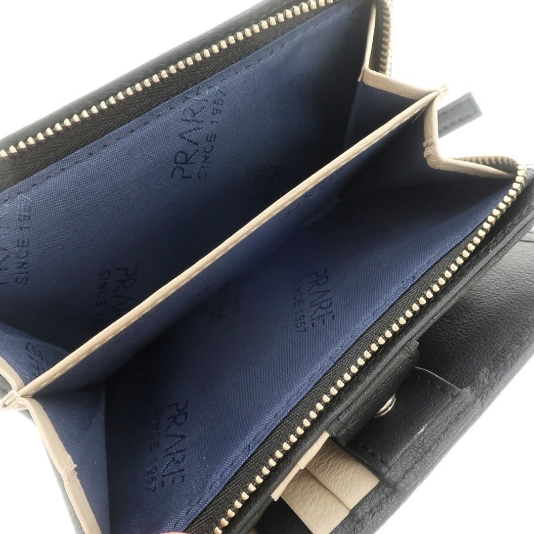 【中古】プレリー PRAIRIE GINZA レザー 二つ折り財布 ブラックxベージュ【メンズ】 メンズのファッション小物(折り財布)の商品写真