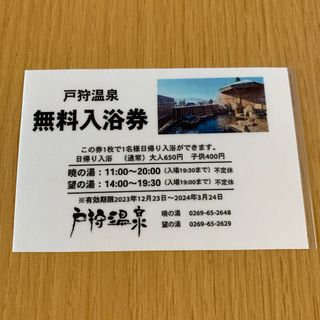 戸狩温泉　入浴券　☆無料(その他)