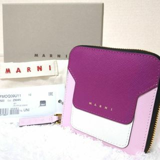 マルニ(Marni)の✨新品未使用✨MARNI　財布　マルチカラー　ラウンドジップ　ピンク　レザー(財布)