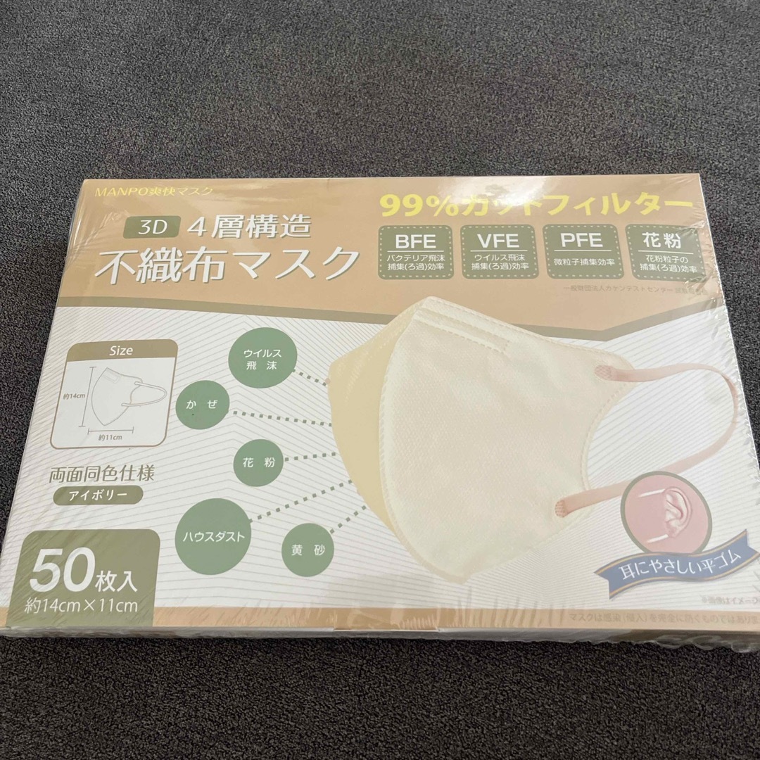 ■新品■4層構造　不織布マスク　50枚 インテリア/住まい/日用品の日用品/生活雑貨/旅行(日用品/生活雑貨)の商品写真