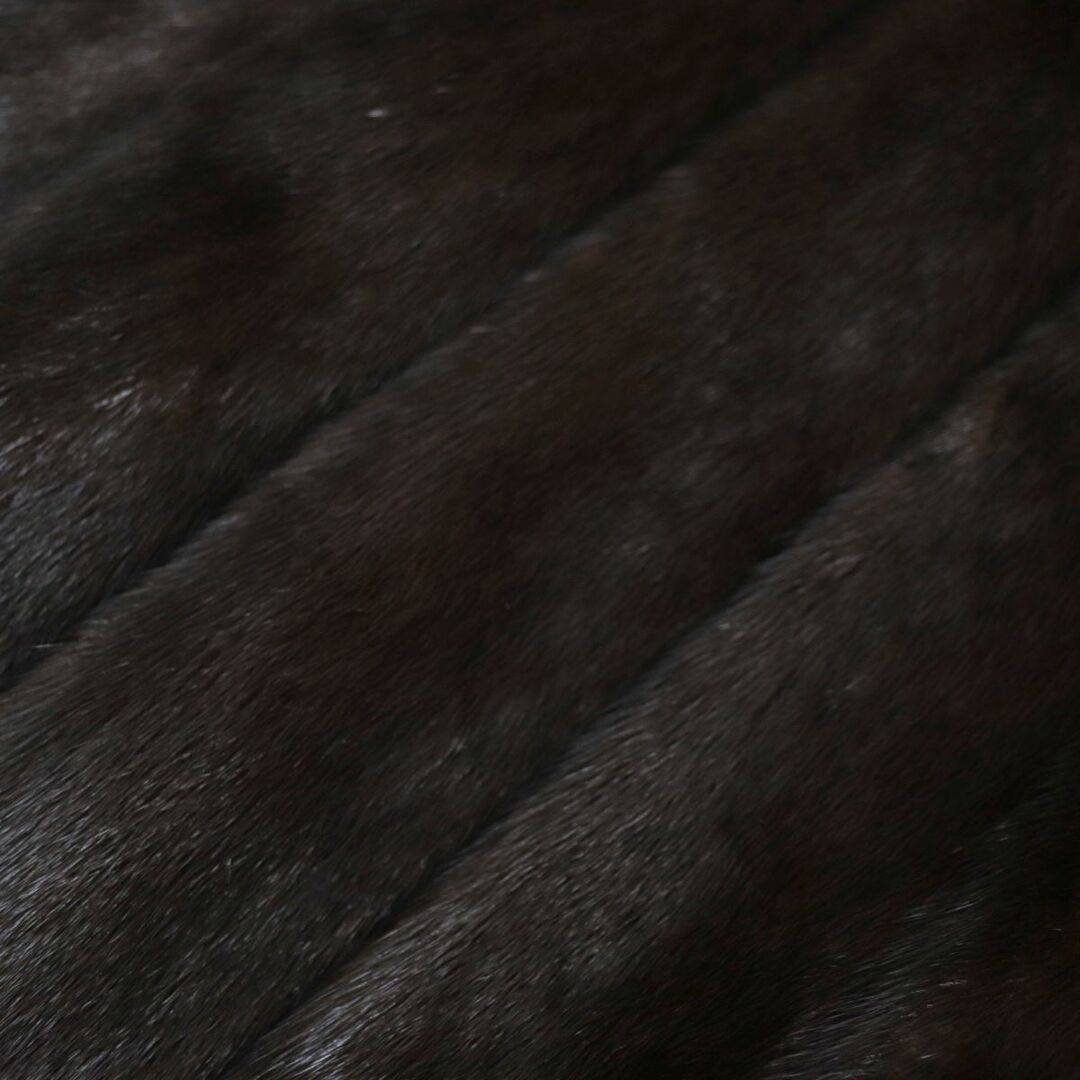 極美品▼MINK　ミンク　本毛皮コート　ダークブラウン　17号　毛質艶やか・柔らか◎約36cm袖丈
