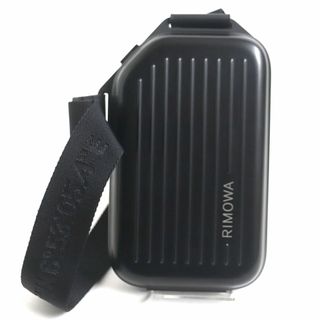 リモワ(RIMOWA)の極美品▼RIMOWA リモワ 99022010 パーソナル アルミニウム ロゴ入り スリングクラッチ/ボディバッグ 黒/ブラック メンズ ドイツ製(ボディーバッグ)