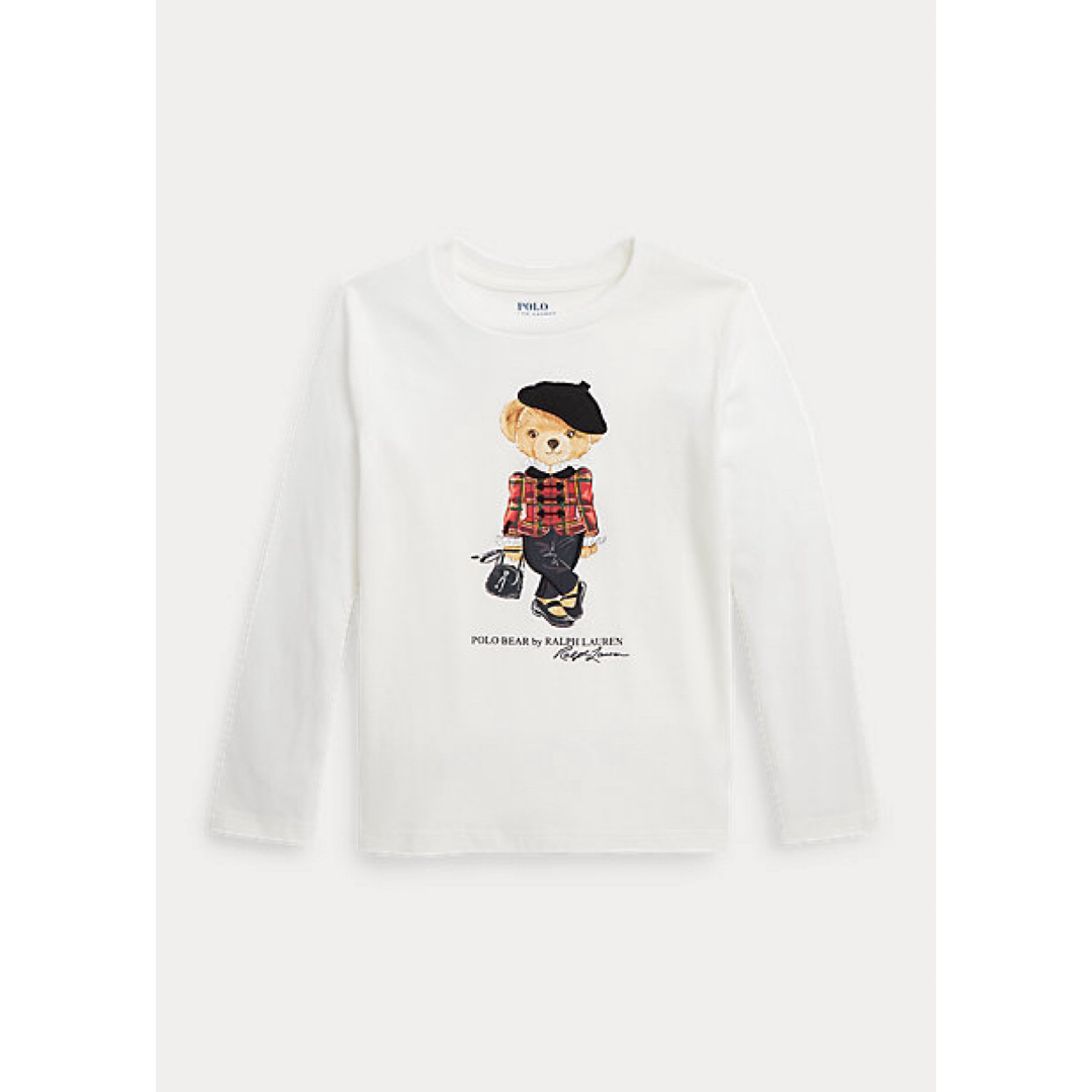 Ralph Lauren(ラルフローレン)の【新品】ラルフローレン ポロベア Tシャツ ロンT ベレー帽 ホワイト 6X キッズ/ベビー/マタニティのキッズ服女の子用(90cm~)(Tシャツ/カットソー)の商品写真