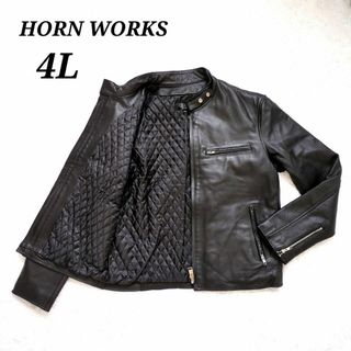 ホーンワークス(HORN WORKS)の美品！希少✨HORNWOKS　ライダース　レザージャケット　牛革　大きいサイズ(ライダースジャケット)