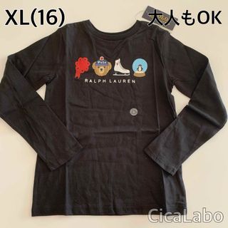 ラルフローレン(Ralph Lauren)の【新品】ラルフローレン ポロベア Tシャツ ロンT ブラック XL(16)(Tシャツ/カットソー)