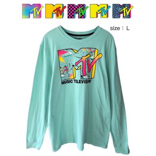 エムティーヴィー(MTV)のMTV　エムティーヴィー　長袖Tシャツ　L　ライトグリーン　USA古着(Tシャツ/カットソー(七分/長袖))