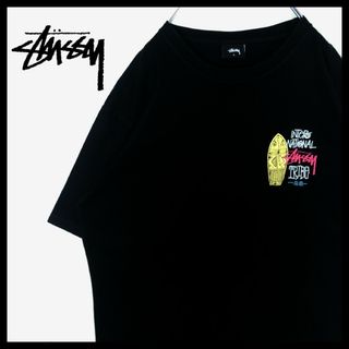 ステューシー(STUSSY)の【STUSSY】民族調　アフリカンマスク　ロゴ刺繍　Tシャツ　黒(Tシャツ/カットソー(半袖/袖なし))