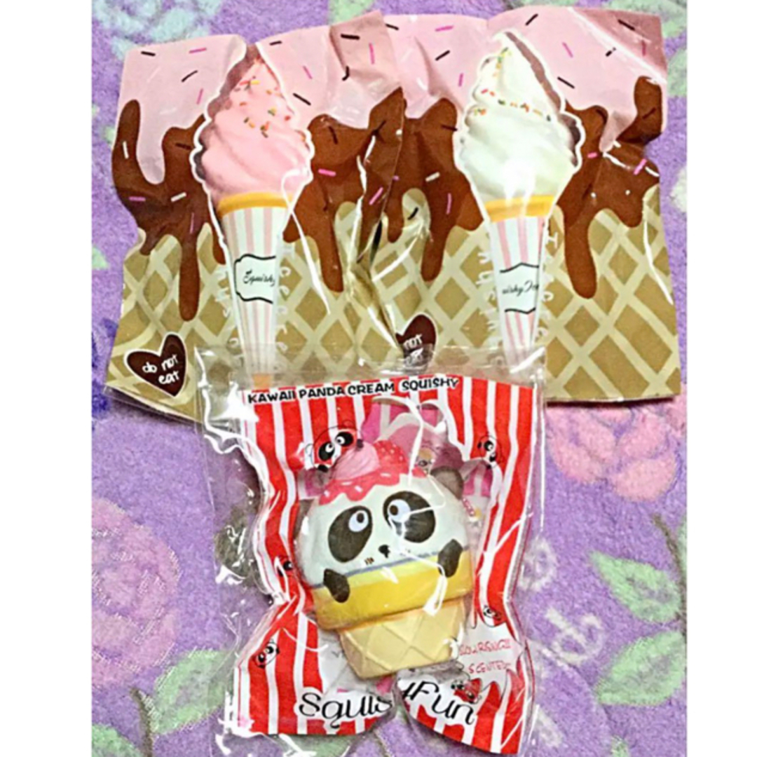 ぷに丸ソフトクリーム パンダアイス 海外スクイーズ 3個セットの ぷに丸ソフトクリーム パンダアイス 海外スクイーズ 3個セットの