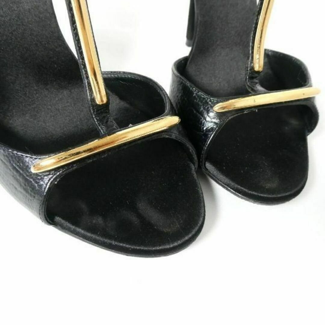 GIUSEPPE ZANOTTI(ジュベッゼサノッティ)の良品 GIUSEPPE ZANOTTI サテン×レザー ストラップ サンダル レディースの靴/シューズ(サンダル)の商品写真