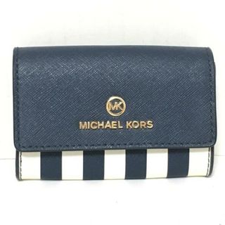 Michael Kors - MICHAEL KORS(マイケルコース) 名刺入れ - ダークネイビー×白 ストライプ レザー