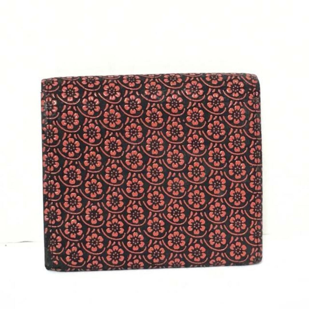 印傳屋(インデンヤ)の印傳屋(インデンヤ) 2つ折り財布 - 黒×レッド 花柄 ディアスキン レディースのファッション小物(財布)の商品写真