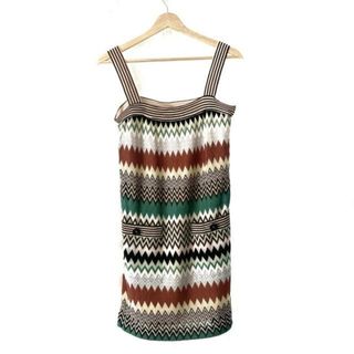 ミッソーニ(MISSONI)のMISSONI(ミッソーニ) ワンピース サイズ40 M レディース - 黒×ライトピンク×マルチ キャミワンピ/ひざ丈(その他)