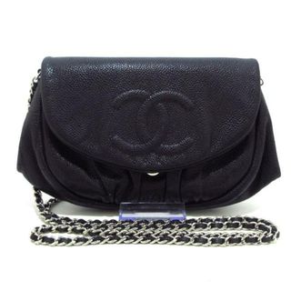 シャネル(CHANEL)のCHANEL(シャネル) 財布 ハーフムーン A40033/Y01588/94305 黒 チェーンウォレット/シルバー金具 キャビアスキン(財布)