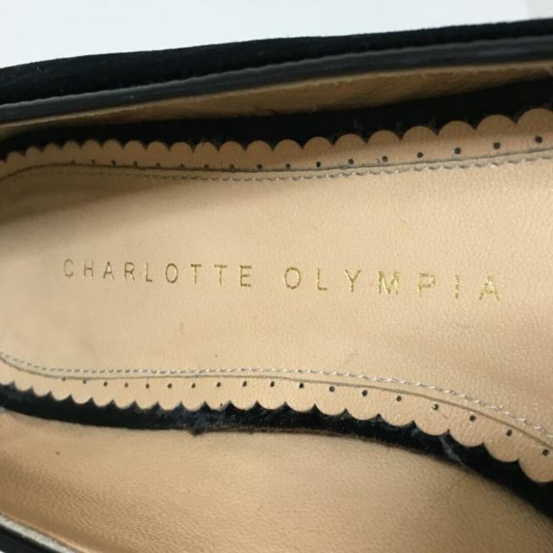 Charlotte Olympia(シャルロットオリンピア)のCharlotte Olympia(シャーロットオリンピア) フラットシューズ 36 レディース - 黒×ゴールド 刺繍 ベロア レディースの靴/シューズ(その他)の商品写真