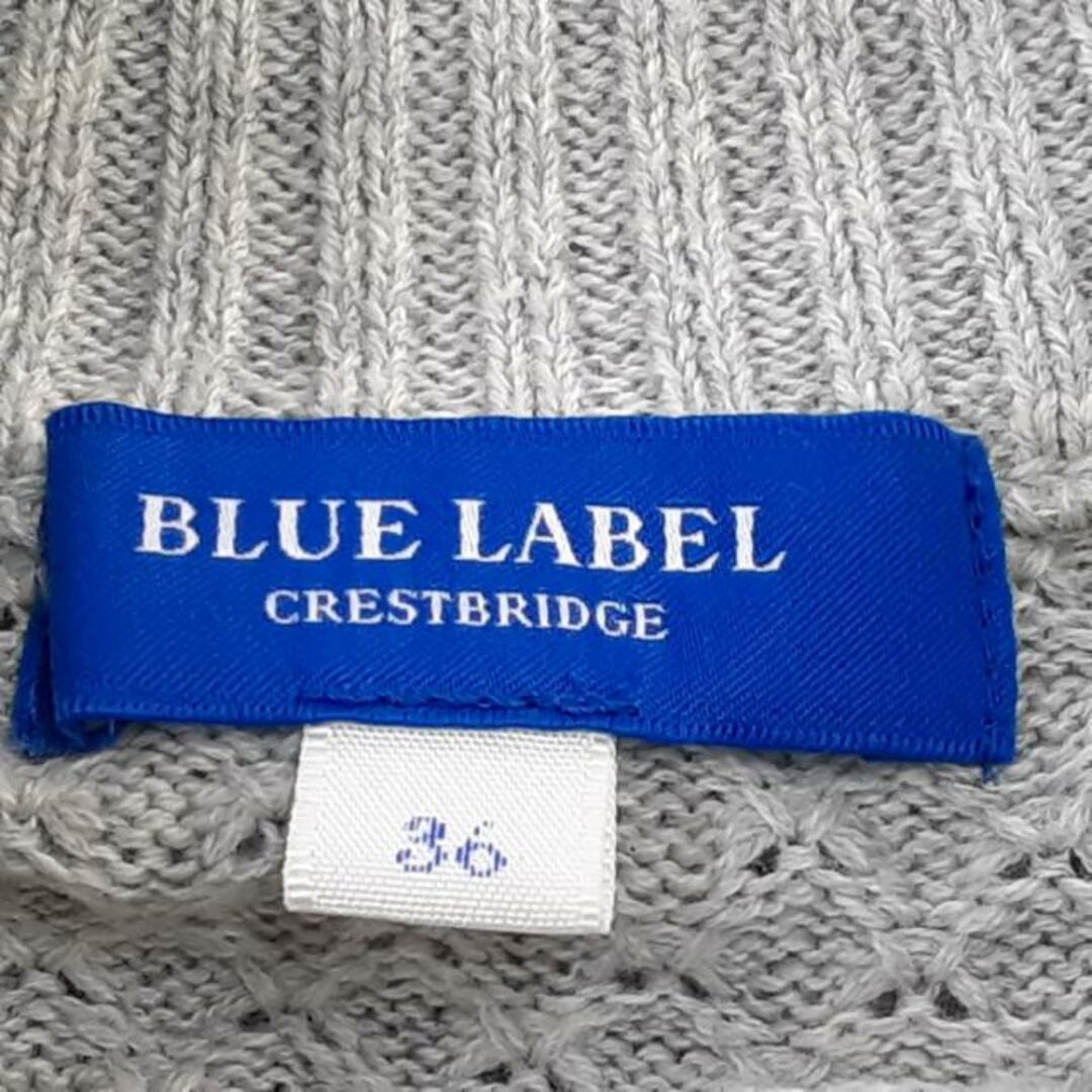 BLUE LABEL CRESTBRIDGE(ブルーレーベルクレストブリッジ)のBLUE LABEL CRESTBRIDGE(ブルーレーベルクレストブリッジ) ワンピース サイズ36 S レディース美品  - ライトグレー×ピンクベージュ×マルチ ハイネック/長袖/ひざ丈/ニット/チェック柄/異素材切替 レディースのワンピース(その他)の商品写真