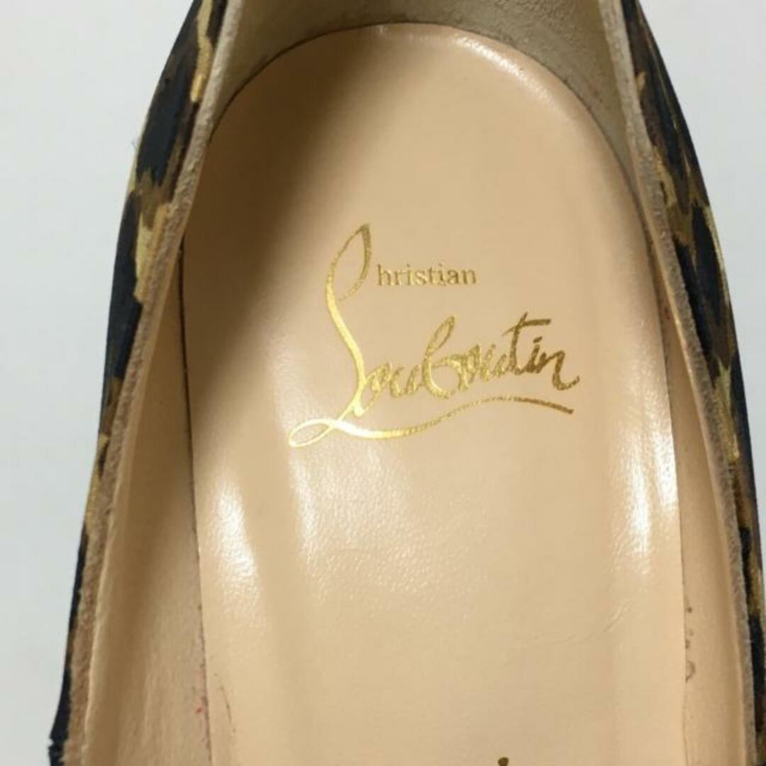 Christian Louboutin(クリスチャンルブタン)のCHRISTIAN LOUBOUTIN(クリスチャンルブタン) パンプス 36 レディース - 黒×カーキ×マルチ 迷彩柄/オープントゥ 化学繊維 レディースの靴/シューズ(ハイヒール/パンプス)の商品写真