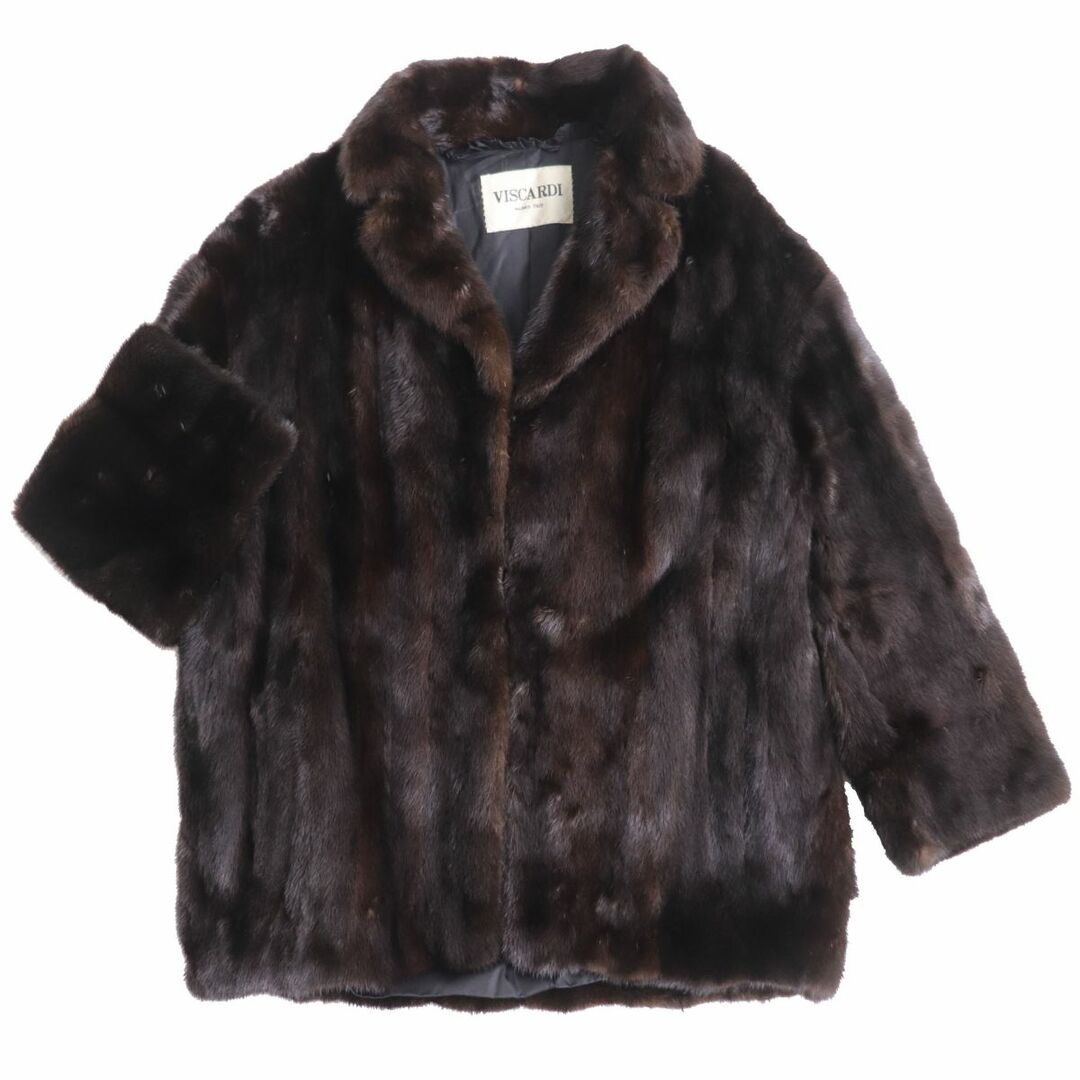 極美品★VISCARDI　ビスカルディ　MINK　ミンク　本毛皮コート　ダークブラウン(ブラックに近い）　毛質艶やか・柔らか◎ レディースのジャケット/アウター(毛皮/ファーコート)の商品写真