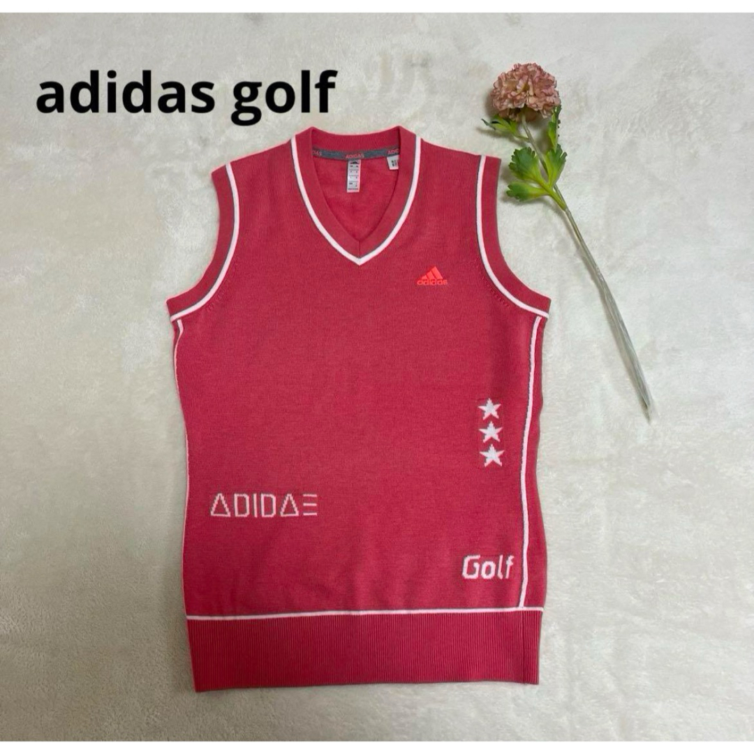 adidas(アディダス)の【adidas golf】　アディダスゴルフ　ニットベスト　ピンク系　Mサイズ レディースのトップス(ベスト/ジレ)の商品写真