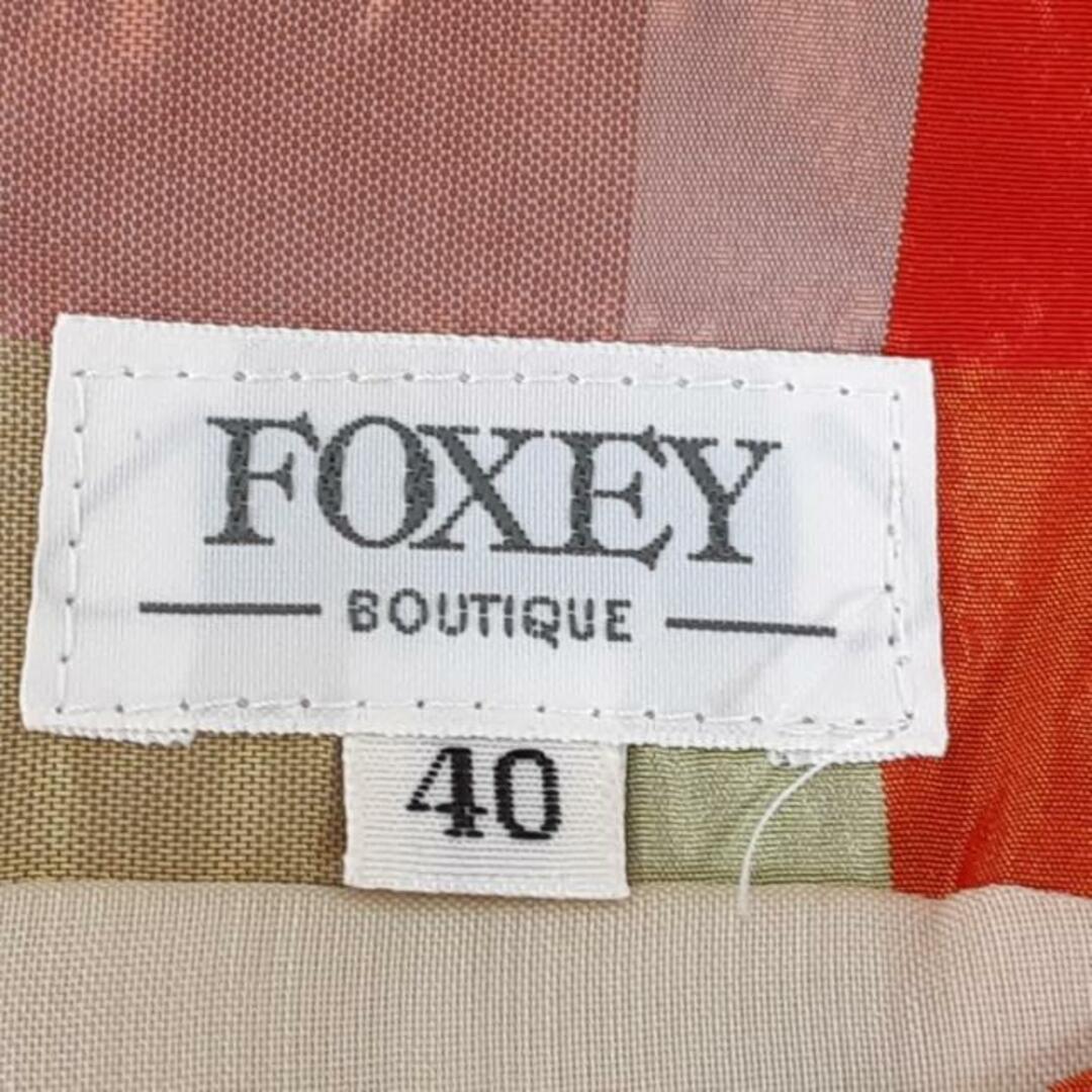 FOXEY(フォクシー)のFOXEY(フォクシー) ワンピース サイズ40 M レディース美品  - オレンジ×ライトグリーン×マルチ ノースリーブ/ロング/シルク/チェック柄 レディースのワンピース(その他)の商品写真