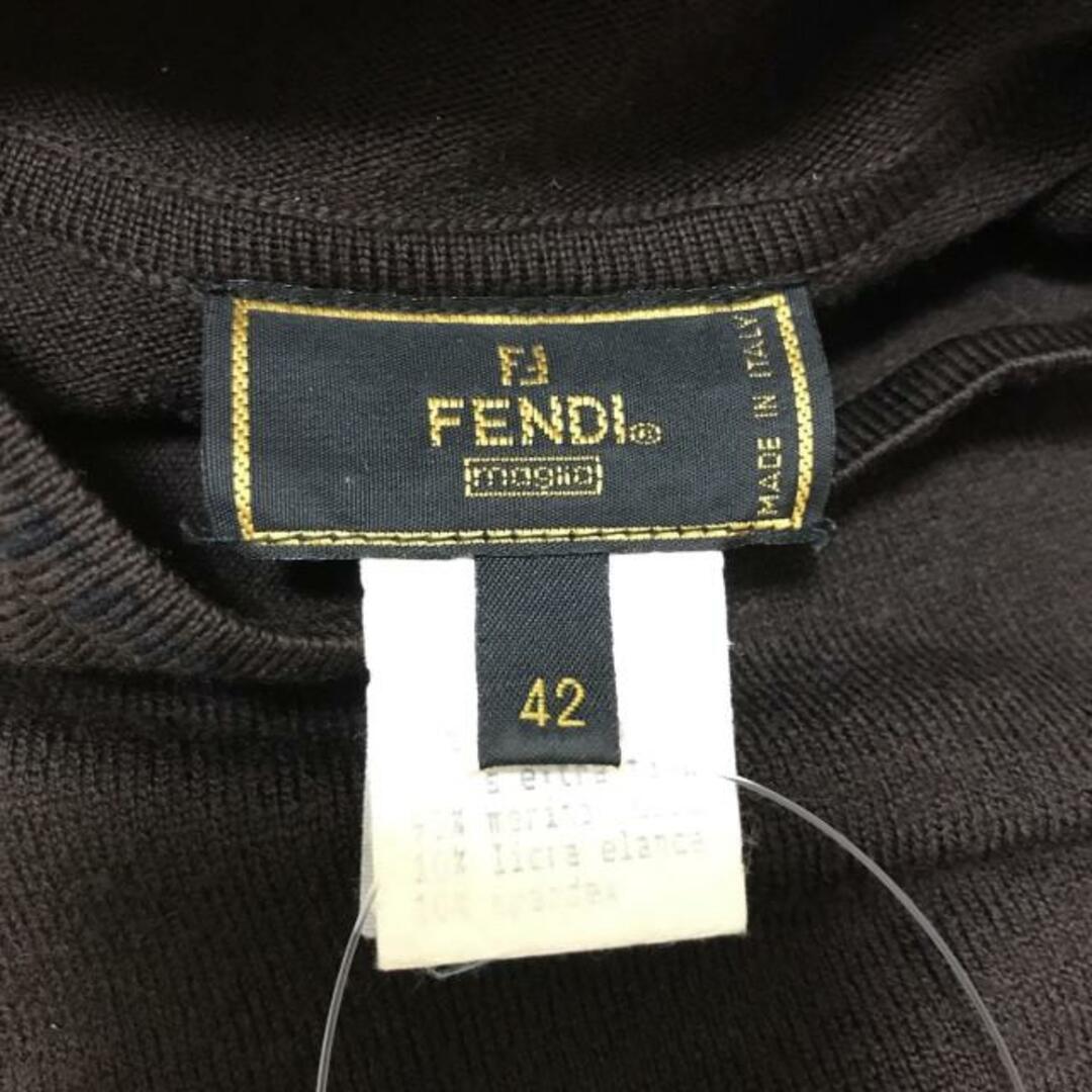 FENDI(フェンディ)のFENDI(フェンディ) 長袖セーター サイズ42 M レディース - ダークブラウン×黒 ハイネック レディースのトップス(ニット/セーター)の商品写真