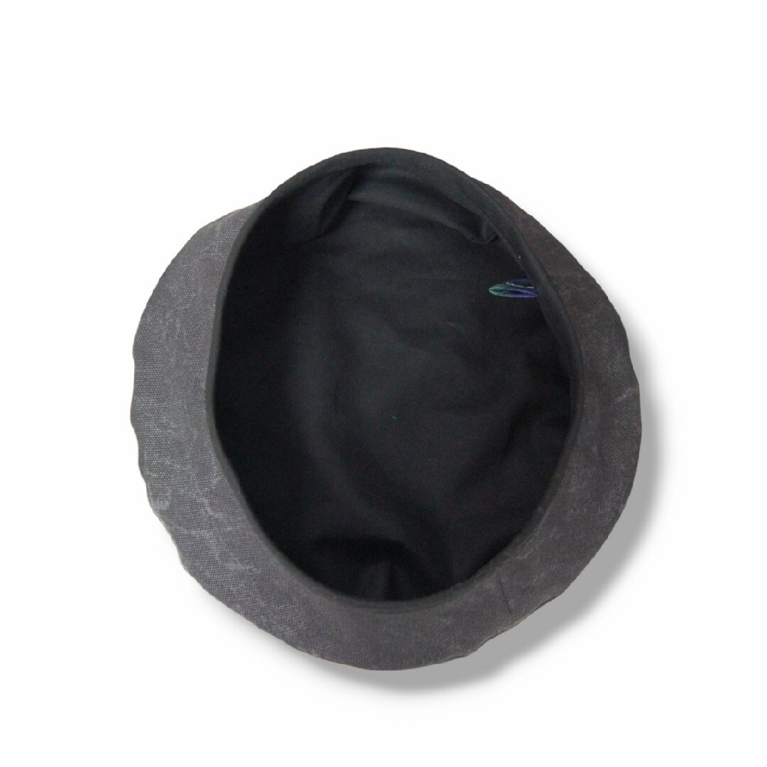 ペイズリーリボンテープ×ブラックウォッシュデニム　ベレー帽 レディースの帽子(ハンチング/ベレー帽)の商品写真