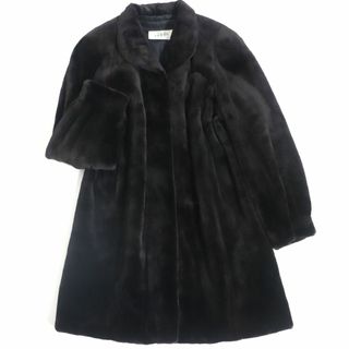 ムーンバット(MOONBAT)の極美品▼MOONBAT ムーンバット MINK シェアードミンク 本毛皮セミロングコート ダークブラウン(ブラックに近い) 毛質艶やか・柔らか◎(毛皮/ファーコート)