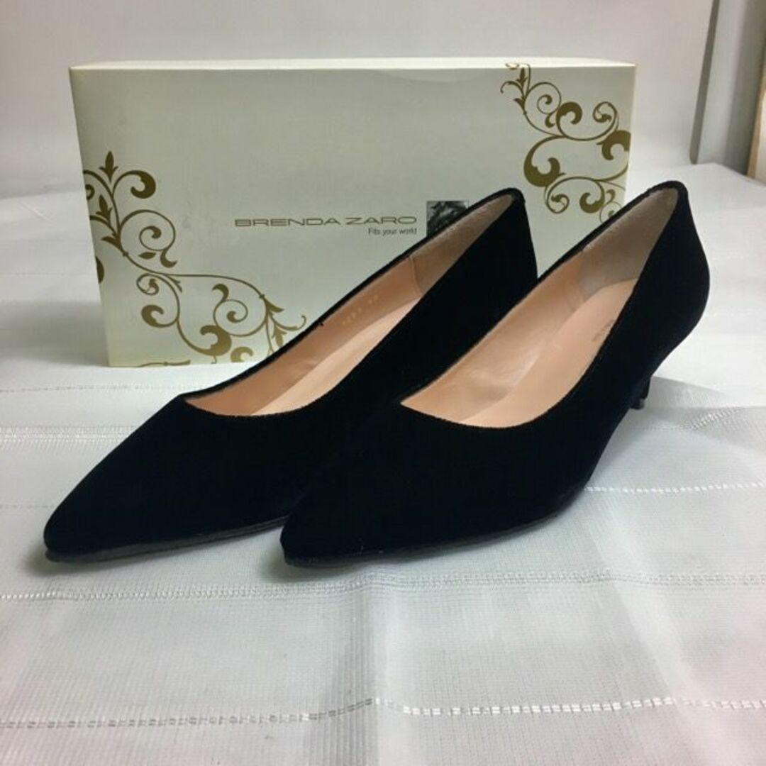 BRENDA ZARO ベロア パンプス ブラック 24.5cm 4804362