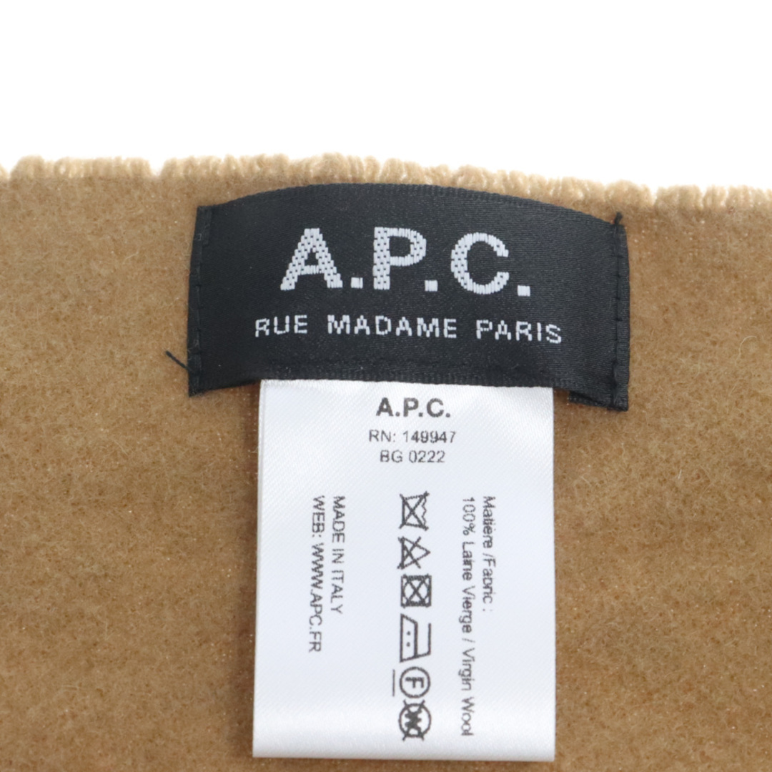 A.P.C(アーペーセー)のA.P.C アーペーセー 刺繍入り ウール マフラー キャメル メンズのファッション小物(マフラー)の商品写真