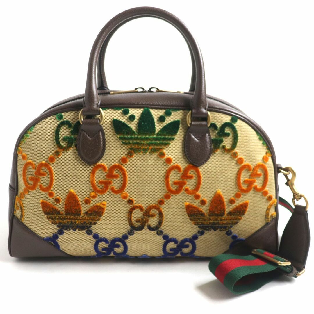 Gucci(グッチ)の未使用品▼GUCCI×adidas グッチ×アディダス 702400 GGベルベット トレフォイル 2WAY ダッフルバッグ/ボストン ブラウン系 伊製 メンズ 袋 メンズのバッグ(ボストンバッグ)の商品写真