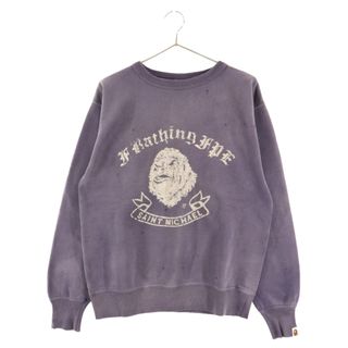 アベイシングエイプ(A BATHING APE)のA BATHING APE アベイシングエイプ ×SAINT MICHAEL GORILLA CREWNECK SM-S23-0000-113 ゴリラプリントクルーネック スウェットシャツ ネイビー(スウェット)