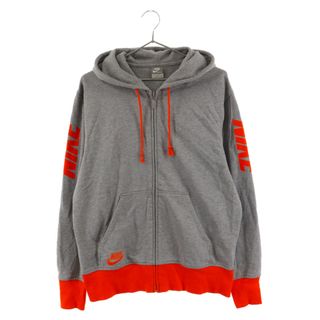 ナイキ(NIKE)のNIKE ナイキ ロゴプリント ジップアップ スウェット パーカー グレー/オレンジ 286441-063(パーカー)