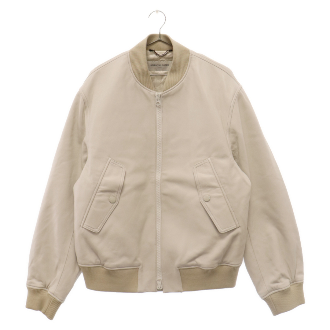 DRIES VAN NOTEN(ドリスヴァンノッテン)のDRIES VAN NOTEN ドリスヴァンノッテン 22AW LANVERS LEATHER BOMBER JACKET ランバース レザー ボンバー ジャケット ホワイト メンズのジャケット/アウター(フライトジャケット)の商品写真