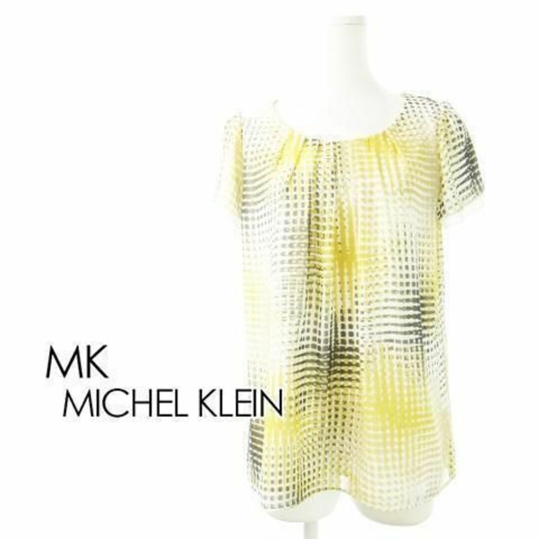MK MICHEL KLEIN(エムケーミッシェルクラン)のMKミッシェルクラン 半袖シフォンブラウス 38 黄 230830CK5A レディースのトップス(シャツ/ブラウス(半袖/袖なし))の商品写真