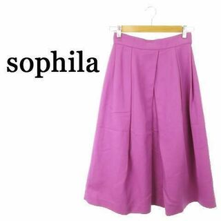 ソフィラ(sophila)のソフィラ フレアスカート ミモレ ロング タック M 紫 230919AH1(ロングスカート)