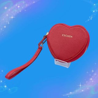 エスカーダ(ESCADA)の《美品》　エスカーダ　ハート型　レザー　コインケース　小銭入れ　ストラップ付き(コインケース)