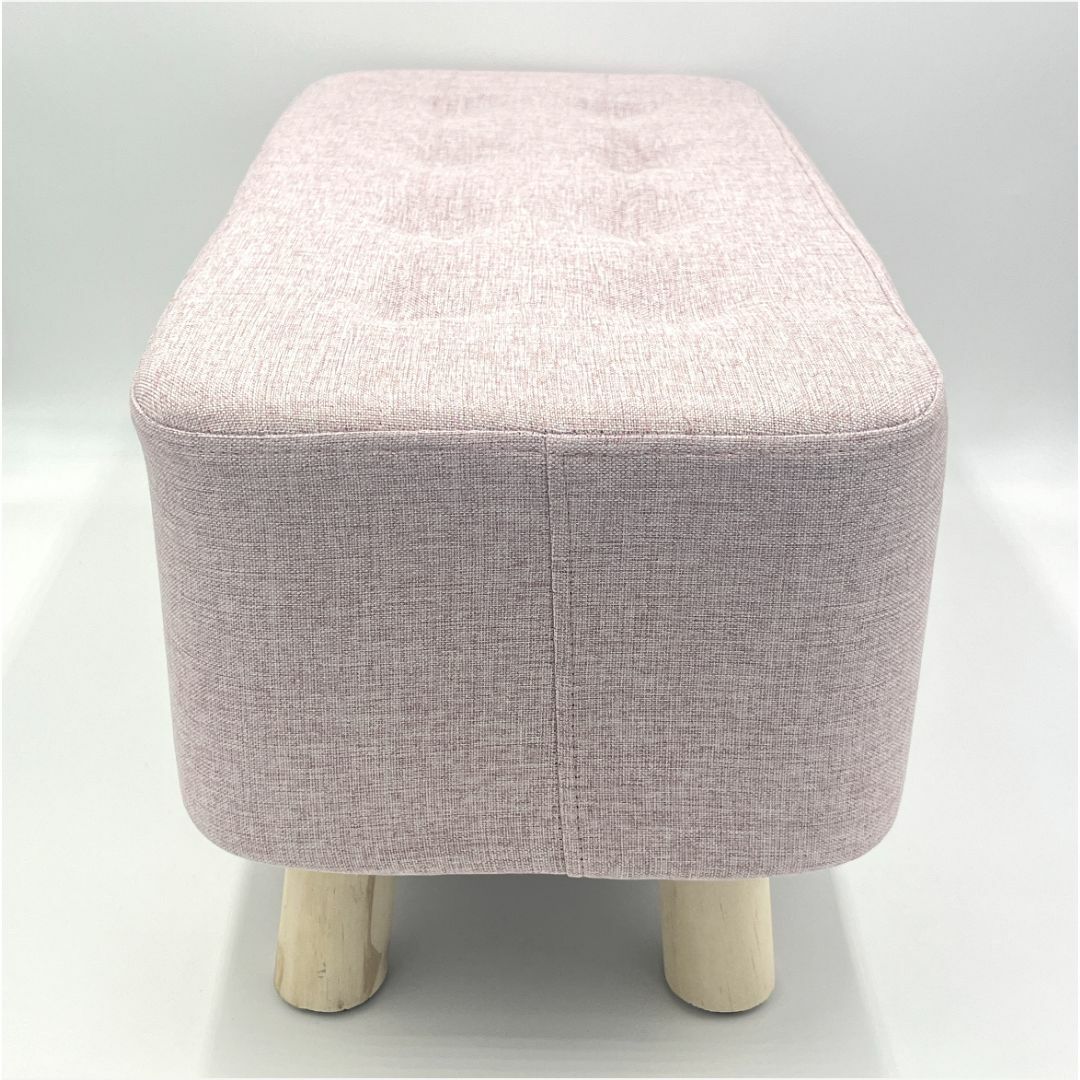 スツール　ロングタイプ　長方形　チェア　布地　木製　北欧風　椅子　腰掛　ピンク インテリア/住まい/日用品の椅子/チェア(スツール)の商品写真