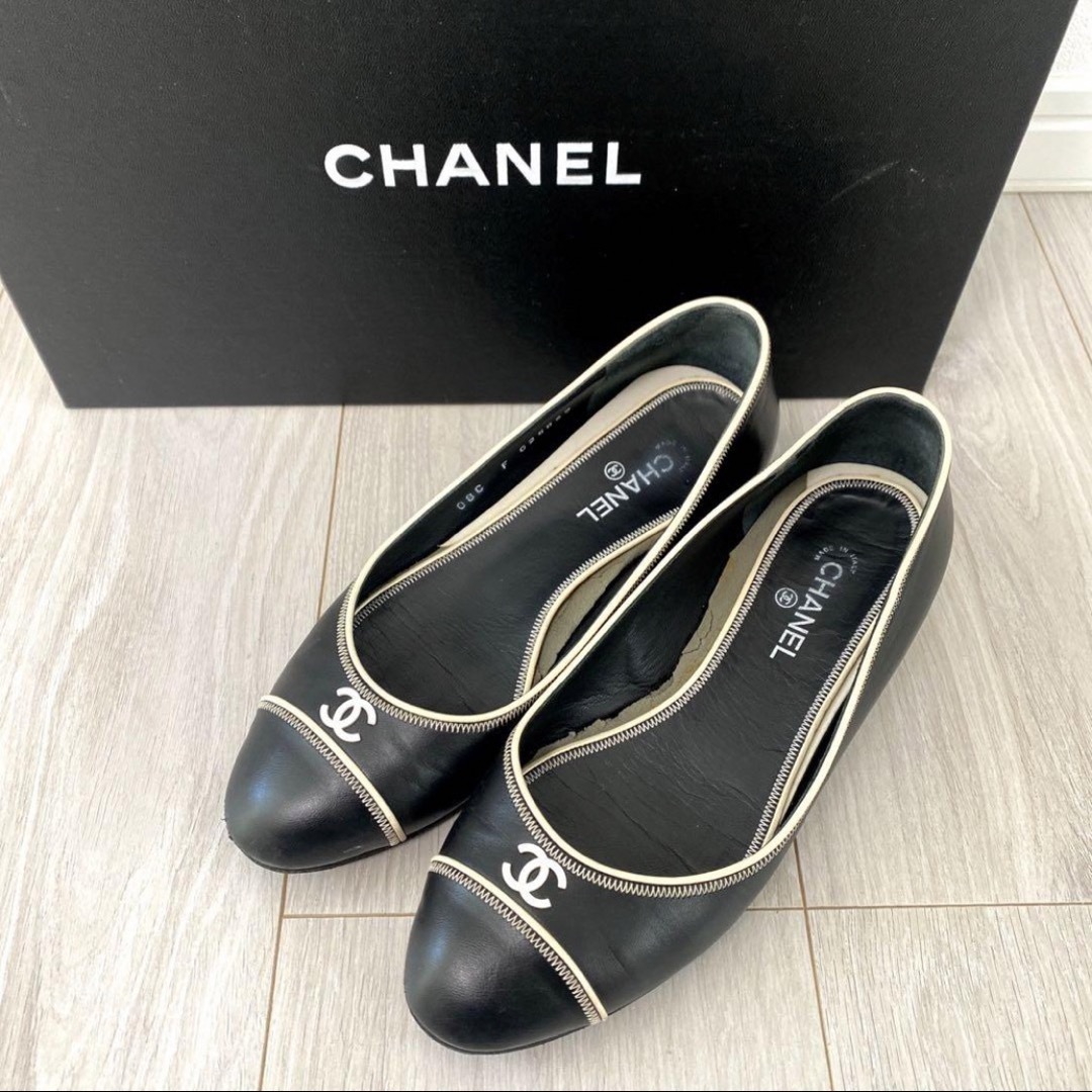CHANEL シャネル フラットシューズ ブラック 34 1/2 イタリア製 CHANEL シャネル フラットシューズ ブラック 34 1/2 イタリア製
