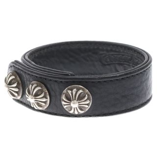 クロムハーツ(Chrome Hearts)のCHROME HEARTS クロムハーツ 3BTN 2SNP クロスボール3ボタン2スナップ レザーブレスレット ブラック(ブレスレット)