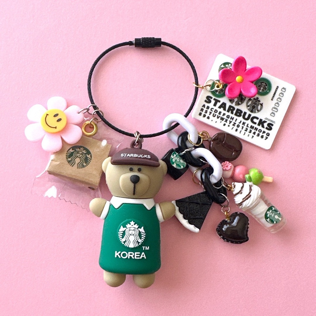 Starbucks(スターバックス)のじゃらじゃらキーホルダー🍡 花見だんごカスタマイズおすすめですよ🐻🍡 ハンドメイドのアクセサリー(キーホルダー/ストラップ)の商品写真