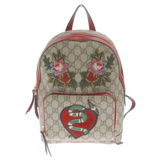 グッチ(Gucci)のGUCCI グッチ GGスプリーム シェリーライン フラワー スネークアップリケ付き レザーバックパック マルチカラー 427042-213048(バッグパック/リュック)