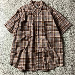 カーハート(carhartt)の【90sオールド】カーハート　革パッチ　BDビンテージS/Sチェックシャツ(シャツ)