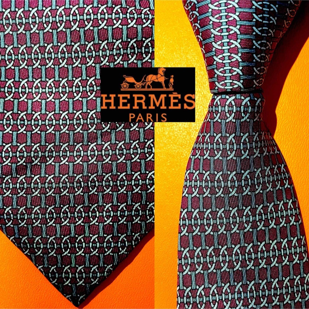 Hermes(エルメス)の【パープルキーリング】237 エルメス　ネクタイ　HERMESフランス製シルバー メンズのファッション小物(ネクタイ)の商品写真