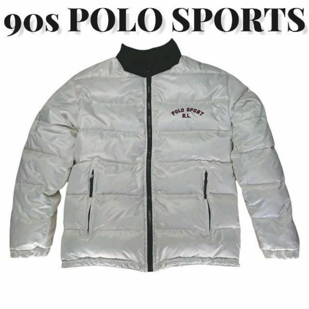 POLO RALPH LAUREN(ポロラルフローレン)の90s POLO SPORTS リバーシブル ダウンジャケット 古着 黒 白 メンズのジャケット/アウター(ダウンジャケット)の商品写真