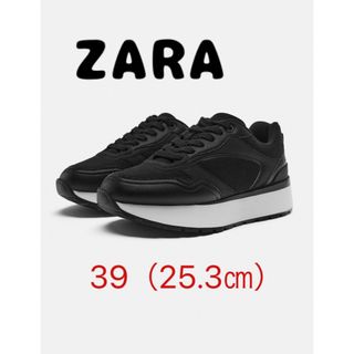 ザラ(ZARA)のザラ　プラットフォーム　ランニング　シューズ　39 ブラック(スニーカー)