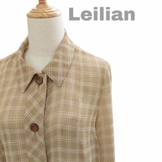 レリアン(leilian)のLeilian レリアン チェックシャツ ベージュ ブラウン 9号 Mサイズ(シャツ/ブラウス(長袖/七分))