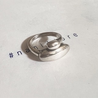 シルバーリング  925 銀 ドロップ ダブル 重ね アシメ 韓国 指輪⑨(リング(指輪))