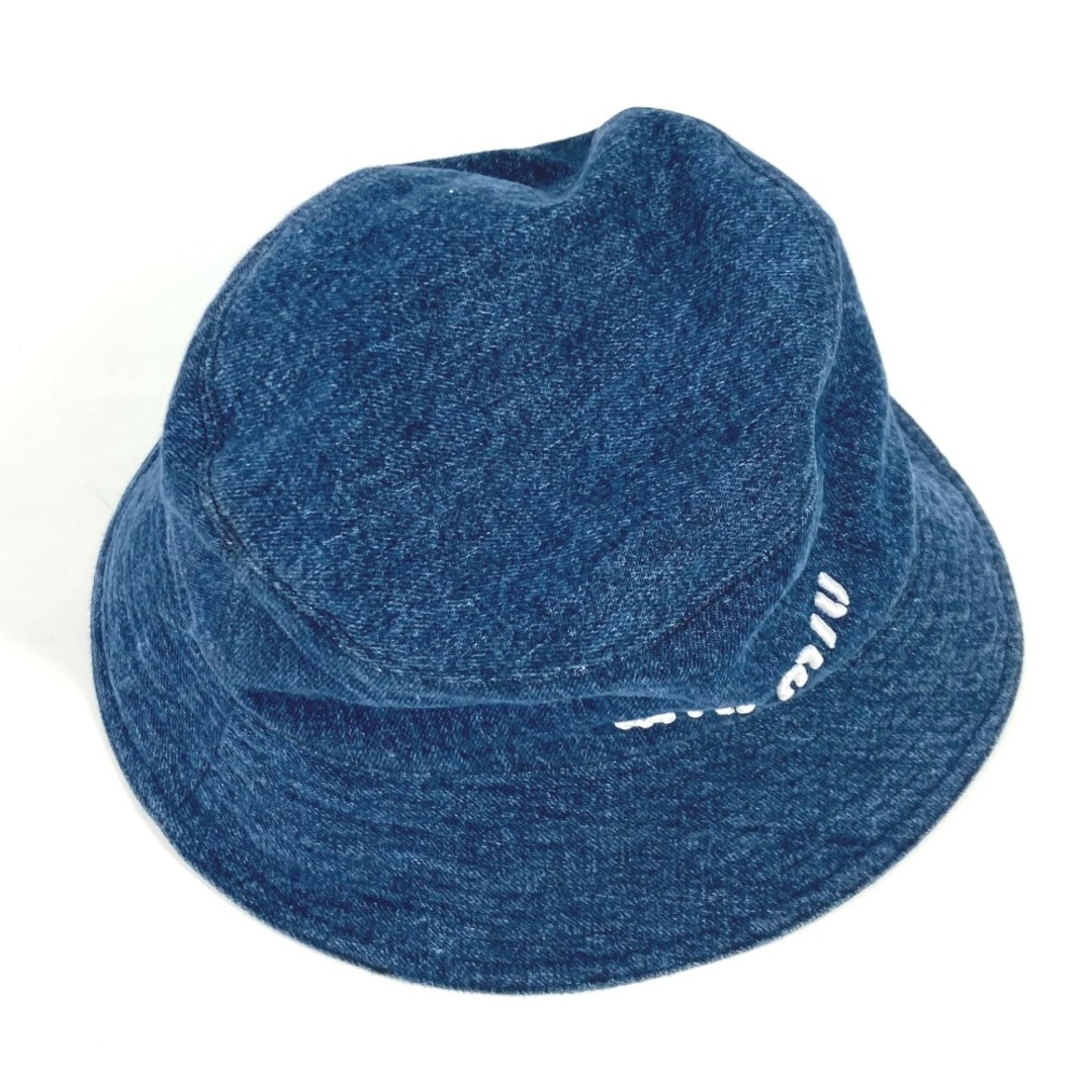 miumiu(ミュウミュウ)のミュウミュウ MIUMIU ロゴ 5HC196 デニム ハット帽 帽子 バケットハット ボブハット ハット コットン ブルー 美品 レディースの帽子(ハット)の商品写真