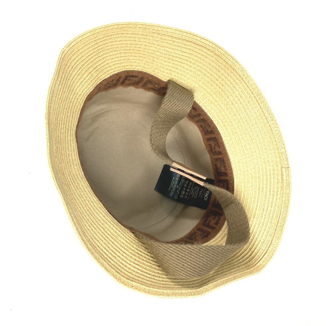 FENDI(フェンディ)のフェンディ FENDI AIJE RAFFIA BUCKET Hat バケットハット＆巾着バッグ FXQ891 ハンドバッグ ハット帽 帽子 バケットハット ボブハット ハット レザー ベージュ 未使用 レディースの帽子(ハット)の商品写真