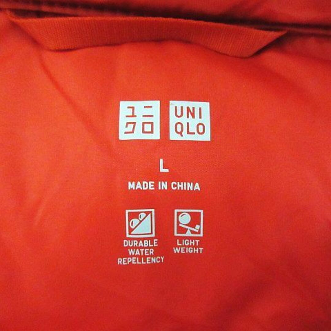 UNIQLO(ユニクロ)のユニクロ ダウンジャケット 長袖 フード ジップアップ シームレス L レッド メンズのジャケット/アウター(ダウンジャケット)の商品写真