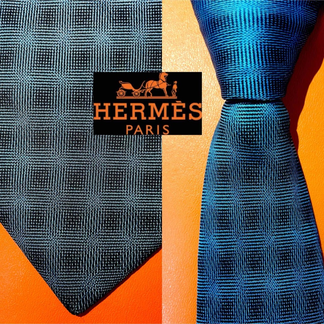 Hermes(エルメス)の【希少オンブレチェック】242エルメス　ネクタイ　HERMES フランス製 メンズのファッション小物(ネクタイ)の商品写真